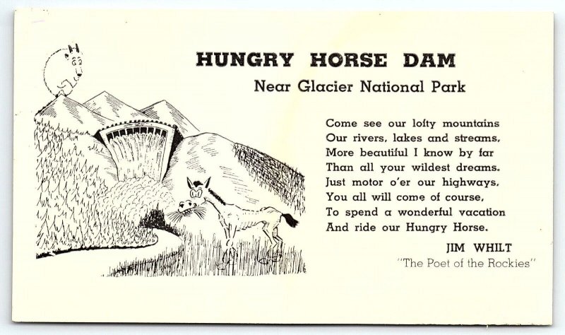 c1910 HUNGRY HORSE DAM MT NEAR GLACIER NATIONAL PARK UNDIVIDED POSTCARD P409