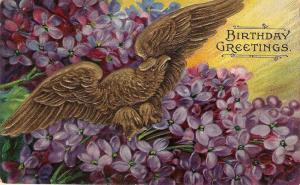 \Golden Eagle and flowers\ Beautiful antiqueBirthday greetin
