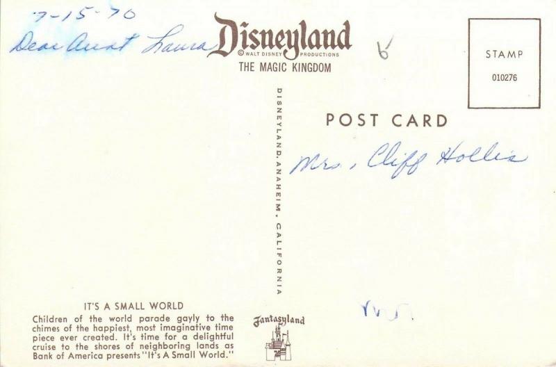 Early Disneyland 010276, It's A Small World,  Vintage Postcard