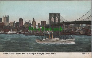 America Postcard - New York, East River Front and Brooklyn Bridge RS14858