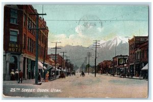 1909 25th Street Town Dirt Road Carriage Building People Ogden Utah UT Postcard