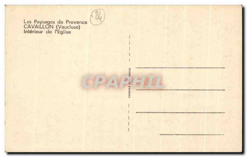 Old Postcard The Interior Paysges De Provence Cavaillon From I & # 39Eglise