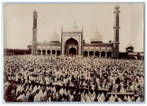 c1920's Jama Masjid Mosque Crowd View Delhi India RPPC Unposted Postcard 