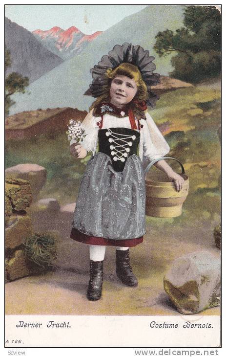 Berner Tracht, Girl wearing Costuem Bernois, Bonnet,  00-10s