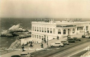 Autos Cliff House Ocean Beach San Francisco California 1940s RPPC Postcard 11944