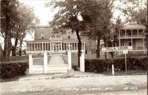 RPPC Villa Louis, Sign Prairie du Chien WI c1946 Vintage Postcard F15