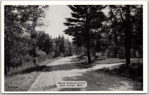 1920's Huron National Forest East Tawas Michigan MI Roadway Posted Postcard