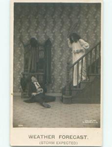 rppc 1920's WOMAN RAISES CLUB TO HIT DRINK HUSBAND AC8660