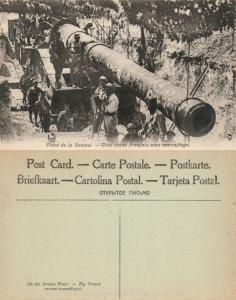 BIG FRENCH CANNON CAMOUFLAGED WWI ANTIQUE POSTCARD