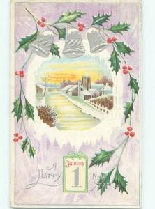 Divided-Back NEW YEAR SCENE Great Postcard AA2117
