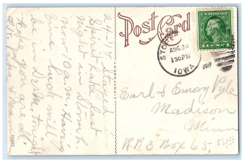1911 East Side Lake Avenue Business District Exterior Storm Lake Iowa Postcard