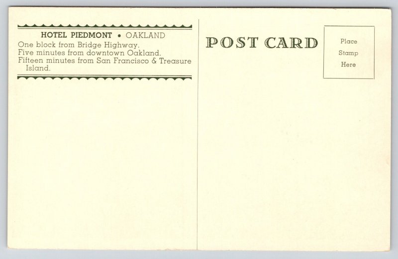 Oakland California~Hotel Piedmont St View~Cupola~Fire Escape~1940s B&W Postcard
