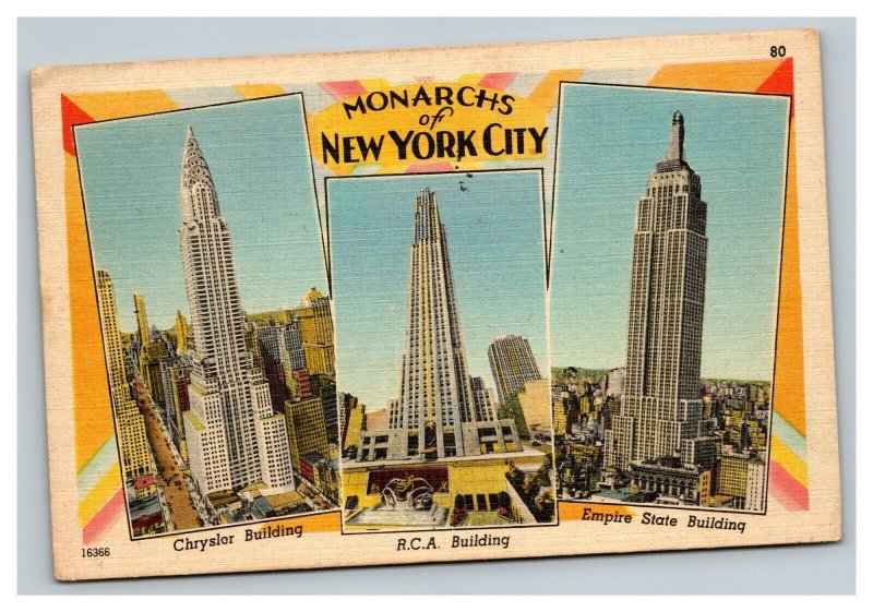 Vintage 1946 Postcard Monarch Sky Scrapers in New York City NY