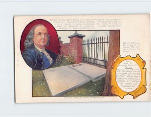 Postcard Benjamin Franklin's Grave At Philadelphia, Pennsylvania