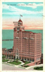 Vintage Postcard 1933 The Breakers Hotel Long Beach California CA Pub EC Kropp