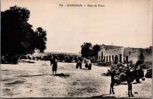 Tunisia Kairouan Place de Tunis Vintage Postcard C196