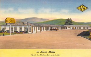 El Lano Motel US Highway 101 Salinas California linen postcard