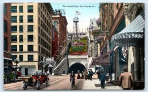 LOS ANGELES, CA California ~ ANGELS FLIGHT Cable RAILWAY c1910s Cars Postcard