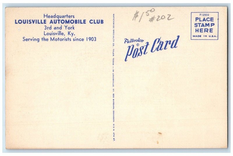 c1940 Headquarters Louisville Automobile Club York Louisville Kentucky Postcard