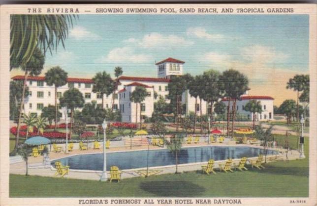 Florida Daytona The Riviera Showing Swimming Pool Sand Beach & Tropical Garde...