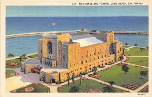 Long Beach California 1940s Postcard Ocean Municipal Auditorium