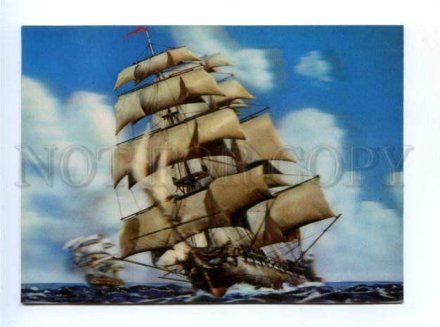 164910 Ship English Sailing Vessel old 3-D Toppan postcard