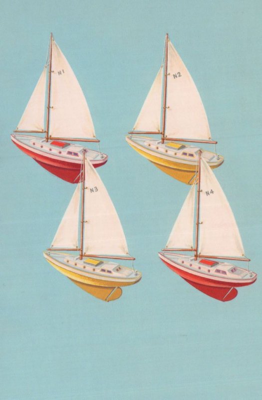 Childrens Toy Model Sailing Boats Yachts Ladybird Old Book Postcard