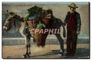 Postcard Old Italy Italia Napoli Vanditore i erbaggi Donkey Donkey mule