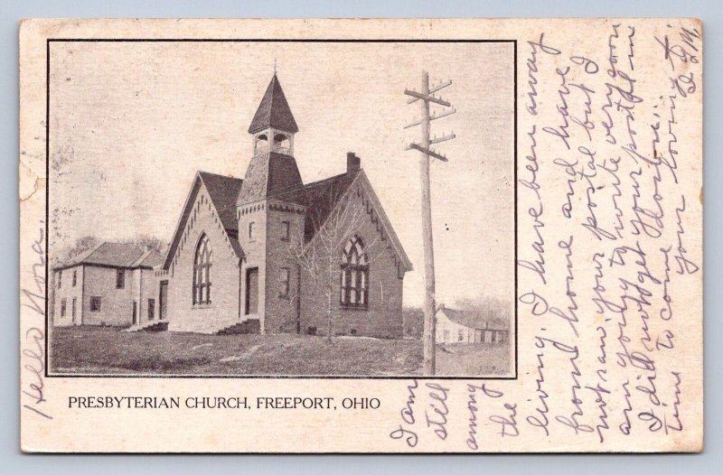 K5/ Freeport Ohio Postcard c1910 Presbyterian Church Cadiz Harrison  62