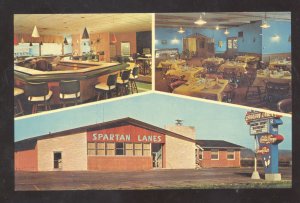 SPARTA WISCONSIN SPARTAN LANES BOWLING ALLEY INTERIOR ADVERTISING POSTCARD