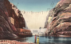 Vintage Postcard Hoover Dam Nevada Arizona 30 Miles From Las Vegas Nevada NV