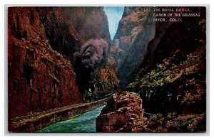 Train on Hanging Bridge Royal Gorge Colorado CO UNP DB Postcard W22