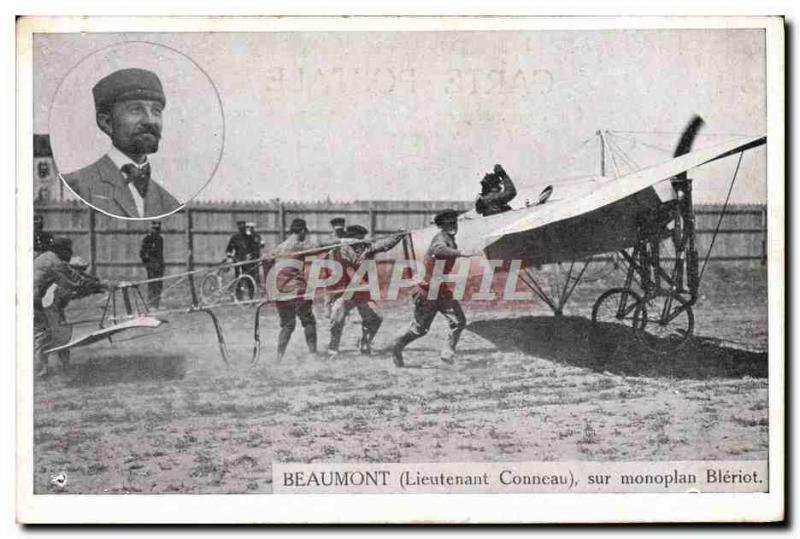 Old Postcard Jet Aviation Lieutenant Beaumont Bleriot monoplane on Conneau