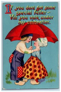 1913 Dutch Little Sweetheart Umbrella Lunenburg Nova Scotia Canada Postcard