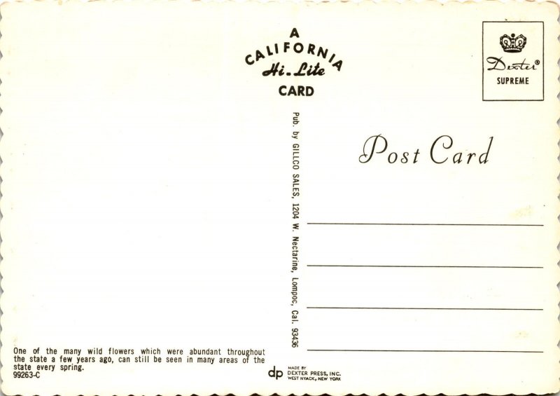 Poppy, Woody Gillette, GILLCO SALES, Lompoc, California, D Postcard