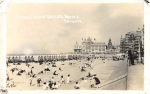 RPPC General View, Ostend Beach, Belgium Casino 1910s Vintage Photo Postcard