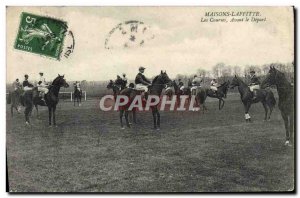 Old Postcard Horse Riding Equestrian Maisons Laffitte Races Before departure