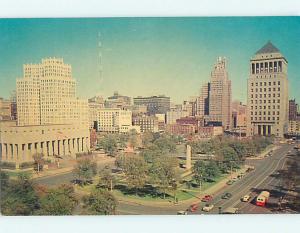 Unused 1950's OLD CARS & DOWNTOWN AT MEMORIAL PLAZA St. Saint Louis MO Q7908@