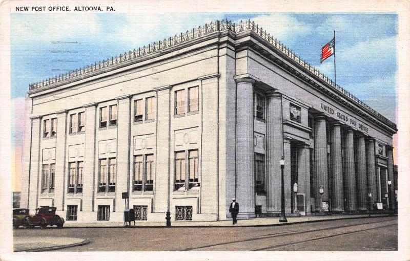 New Post Office, Altoona, Pennsylvania, Early Linen Postcard, Used in 1936