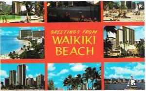 Greetings From Waikiki Beach. Unused card.  Nice