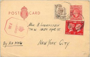 Entier Postal Stationery Postal Britain Great Britain to New York Censor