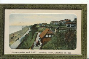 Essex Postcard -  Promenade's & Cliff Looking West - Clacton-On-Sea - Ref 15255A