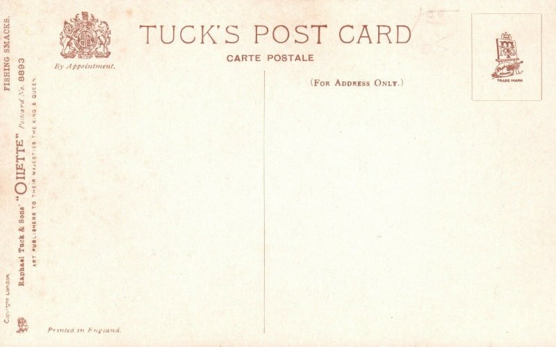 Vintage Postcard 1910s Fishing Smacks Row and Sailboats Raphael Tuck Oilette