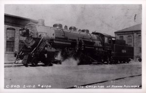 RPPC Real Photo Chicago, Burlington & Quincy Railroad Postcard - Locomotive 6104