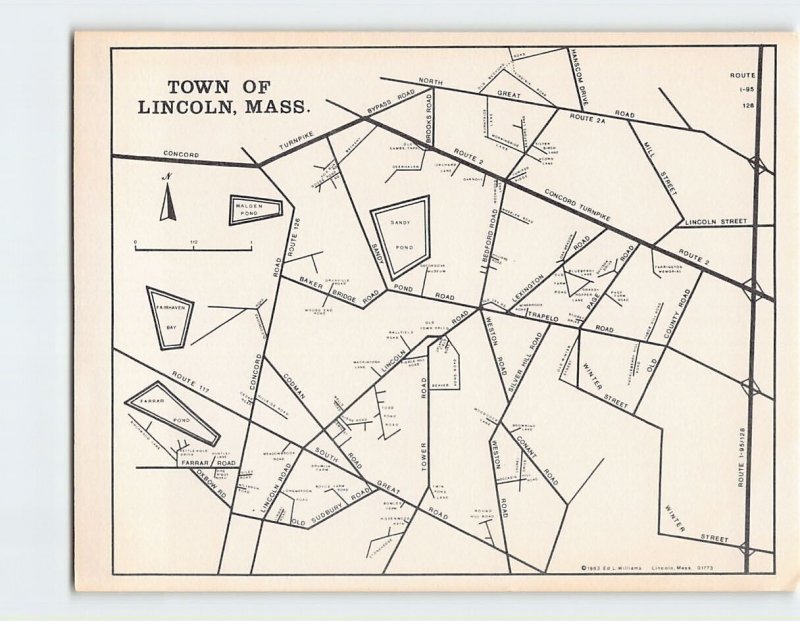 Postcard Town Of Lincoln, Massachusetts