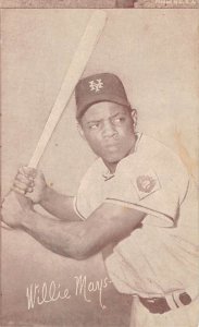 Willie Mays Baseball Exhibition Card View Postcard Backing 