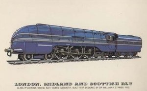 London Midland & Scottish Railway Class 7P Queen Elizabeth II 2 Train Postcard