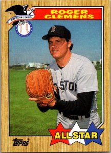 1987 Topps Baseball Card AL All Star Roger Clemens Boston Red Sox sk3254