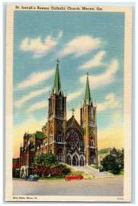 c1940 St. Joseph's Roman Catholic Church Exterior Macon Georgia Vintage Postcard