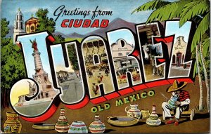 Greetings from Ciudad JuarezOld  Mexico Postcard Potter Pottery Seller UNP